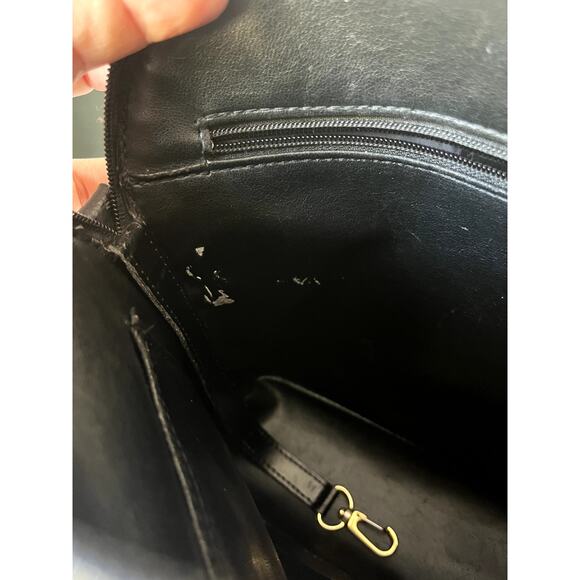 Longchamp Vintage Le Foulonné Black Leather Crossbody Bag Y2K 2000s Era France - Picture 9 of 10